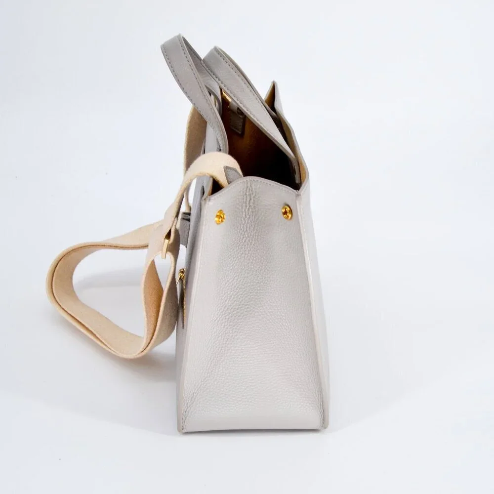 OAD Mini Pocket Tote Cool Grey Pebble Leather Crossbody Shopper Bag